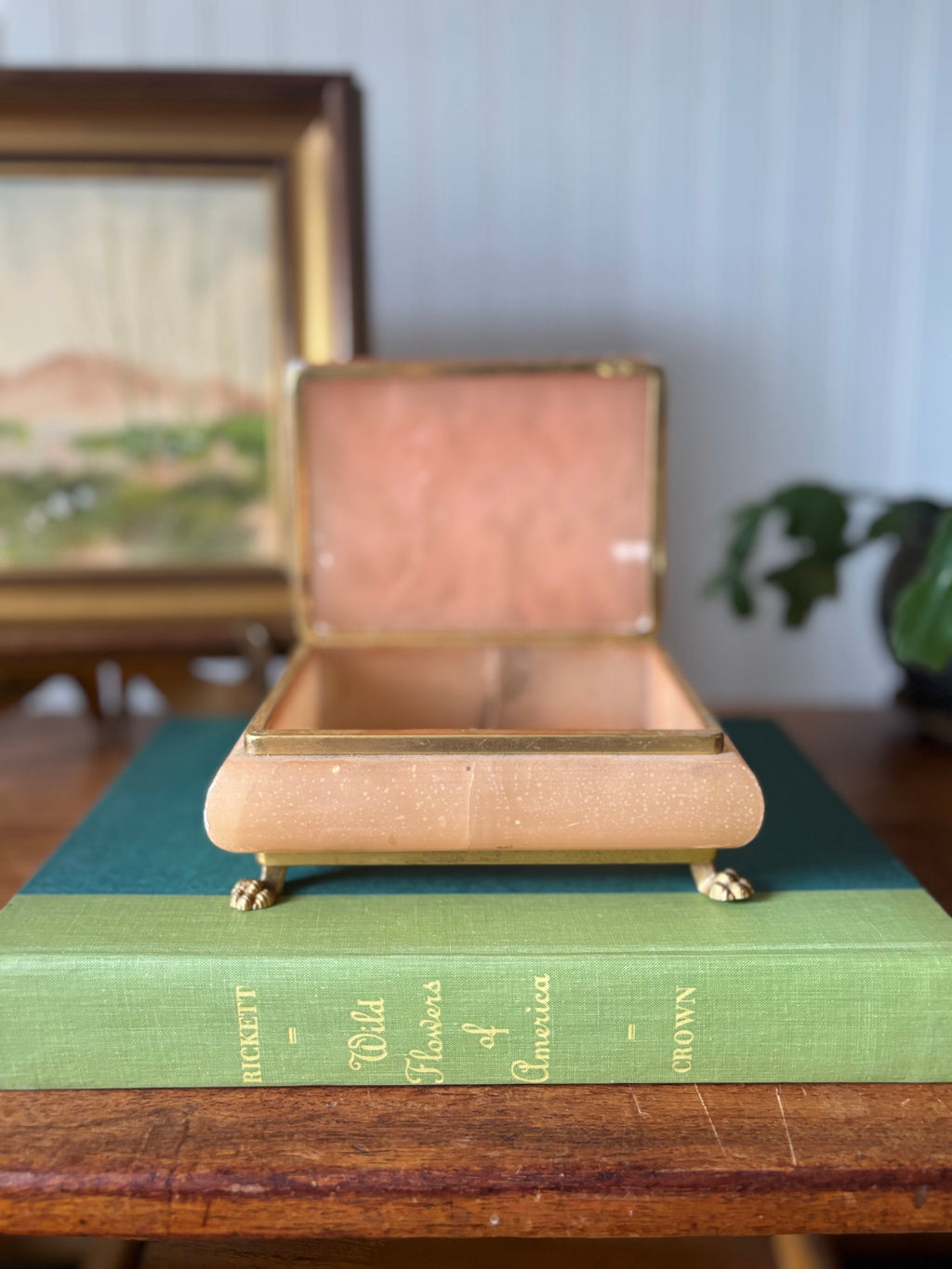 Pink Alabaster Box with Gold Feet, Italy
