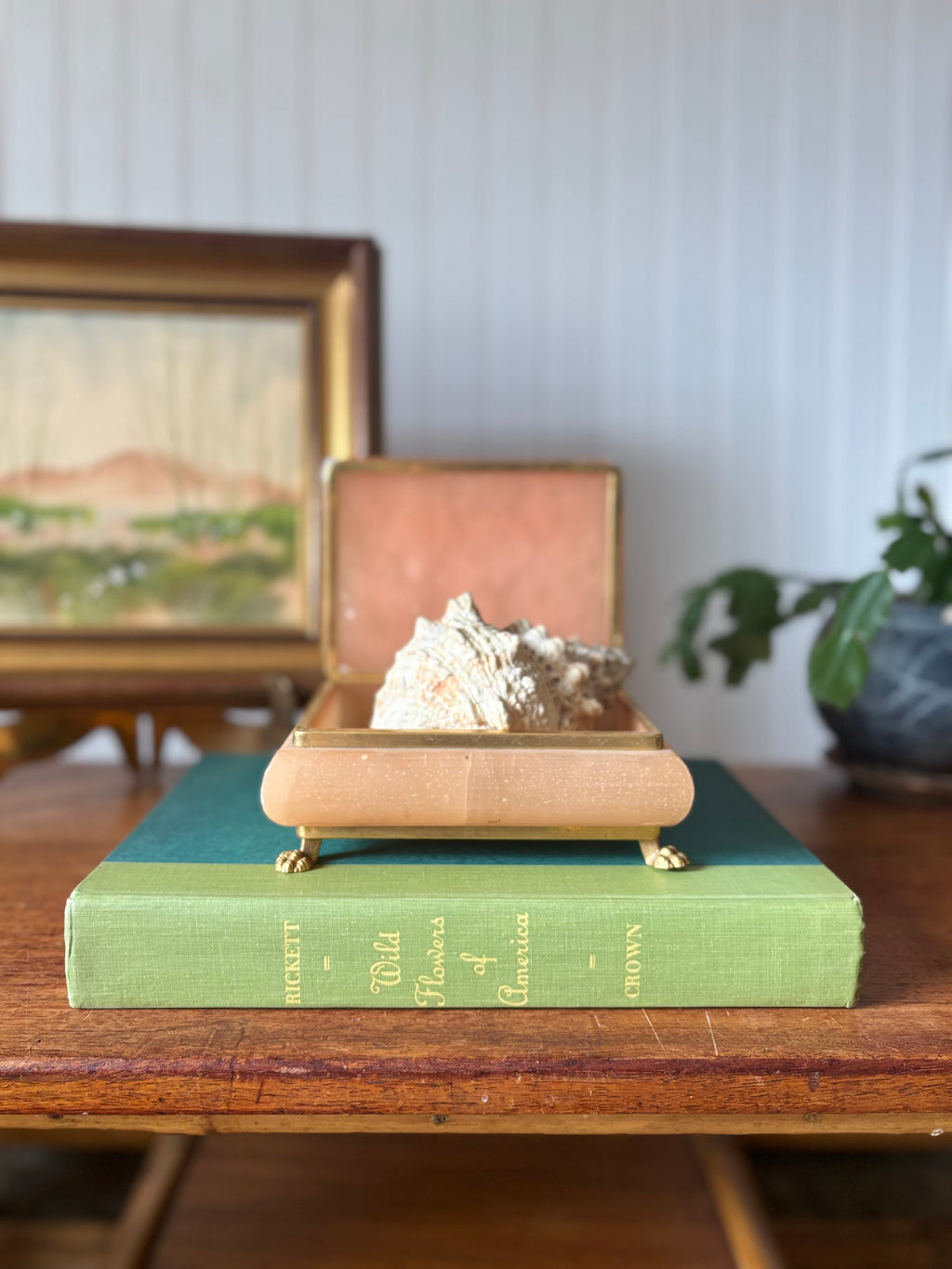 Pink Alabaster Box with Gold Feet, Italy