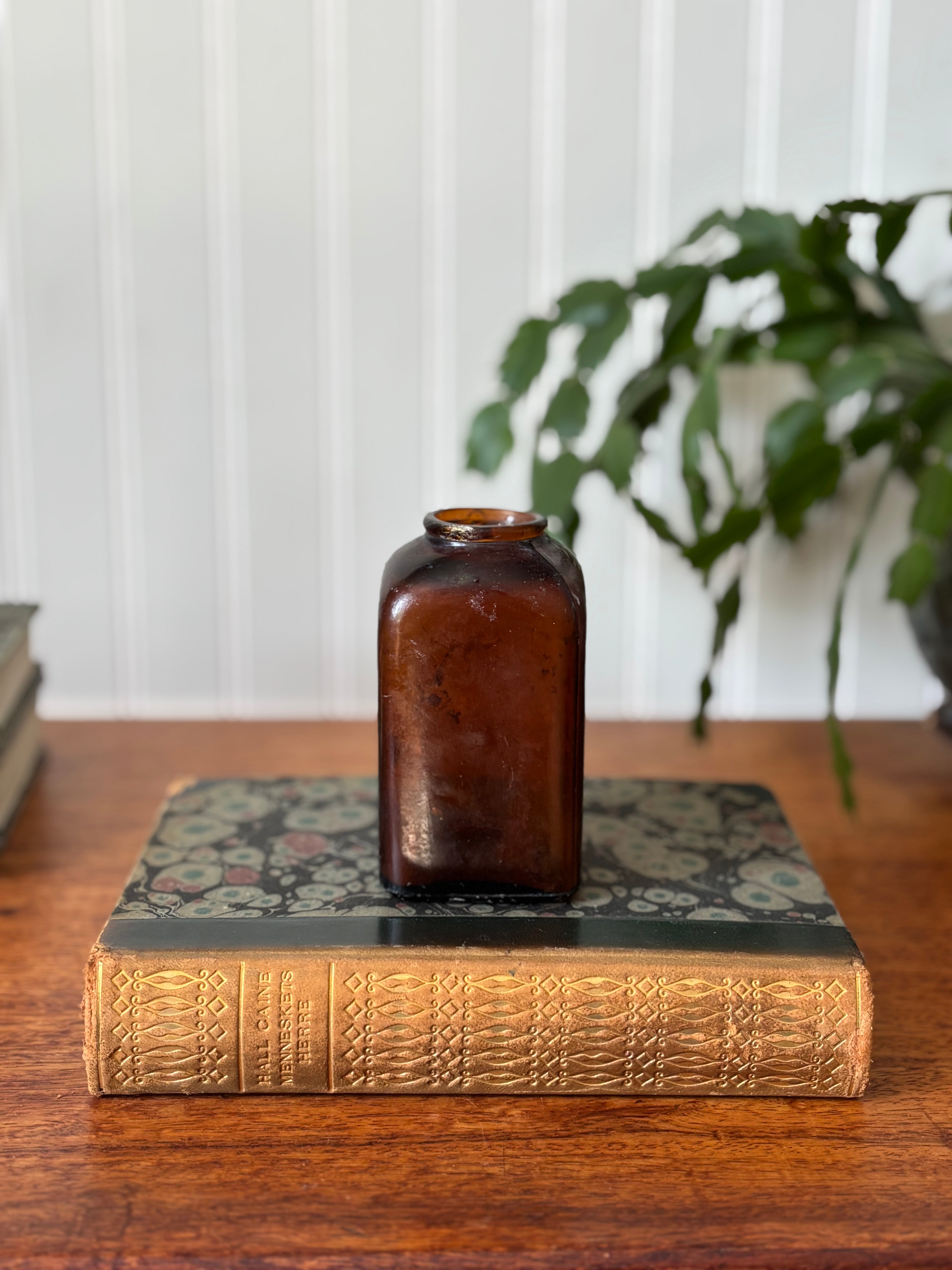 Vintage Brown Glass Apothecary Bottle