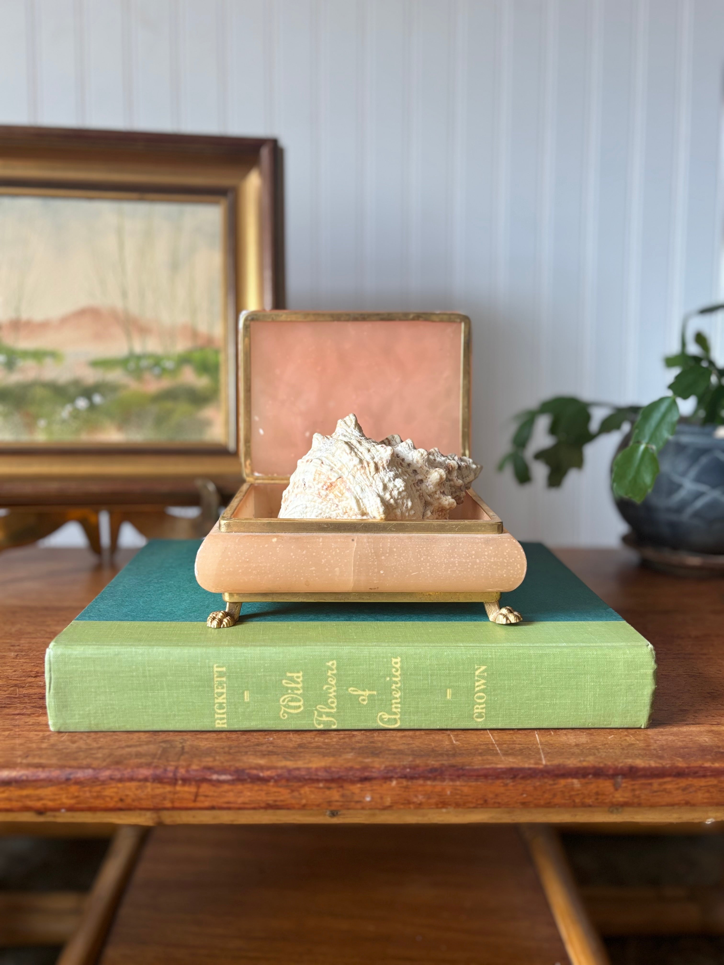 Pink Alabaster Box with Gold Feet, Italy