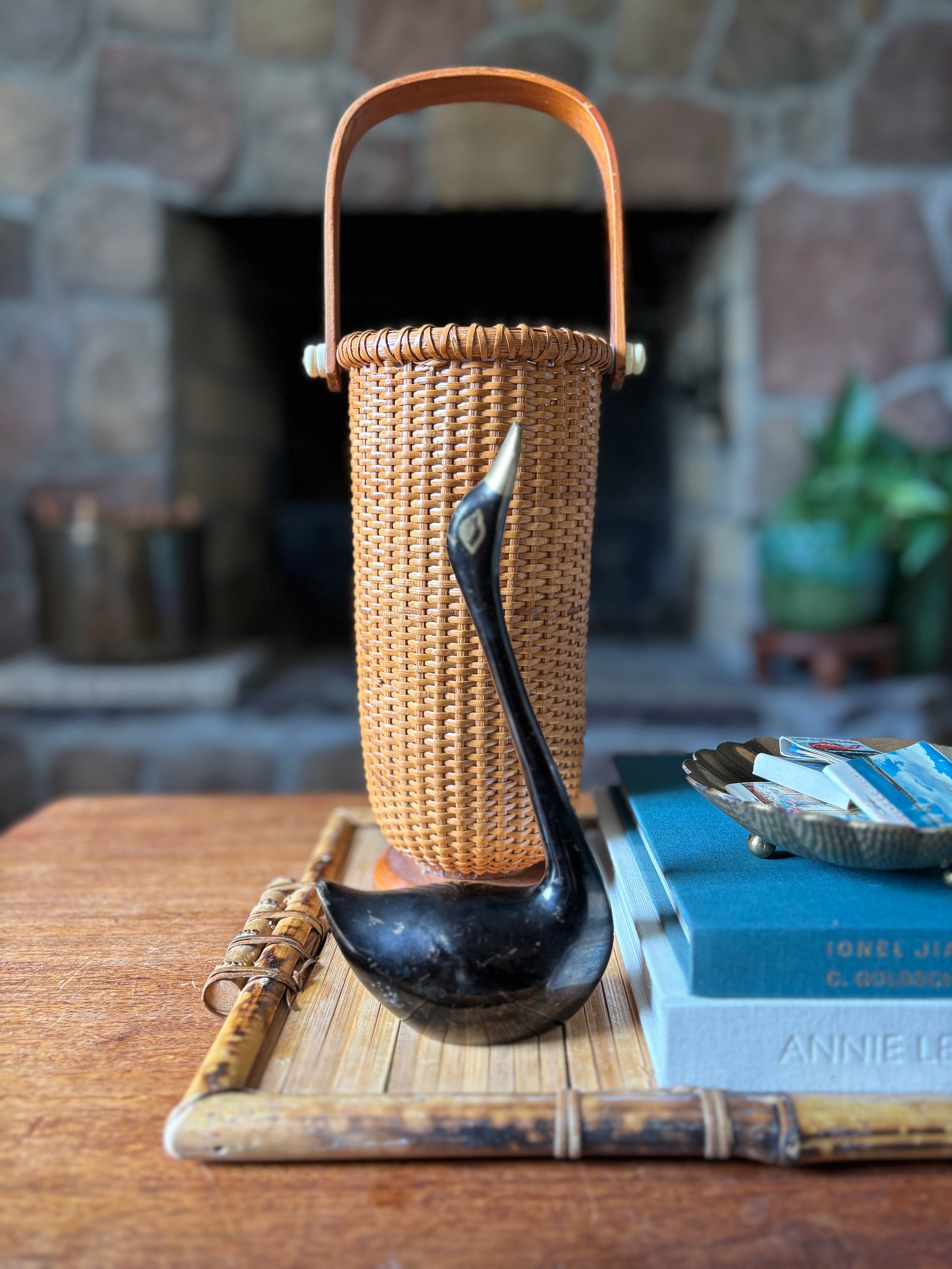 Vintage Black Painted Brass Swan