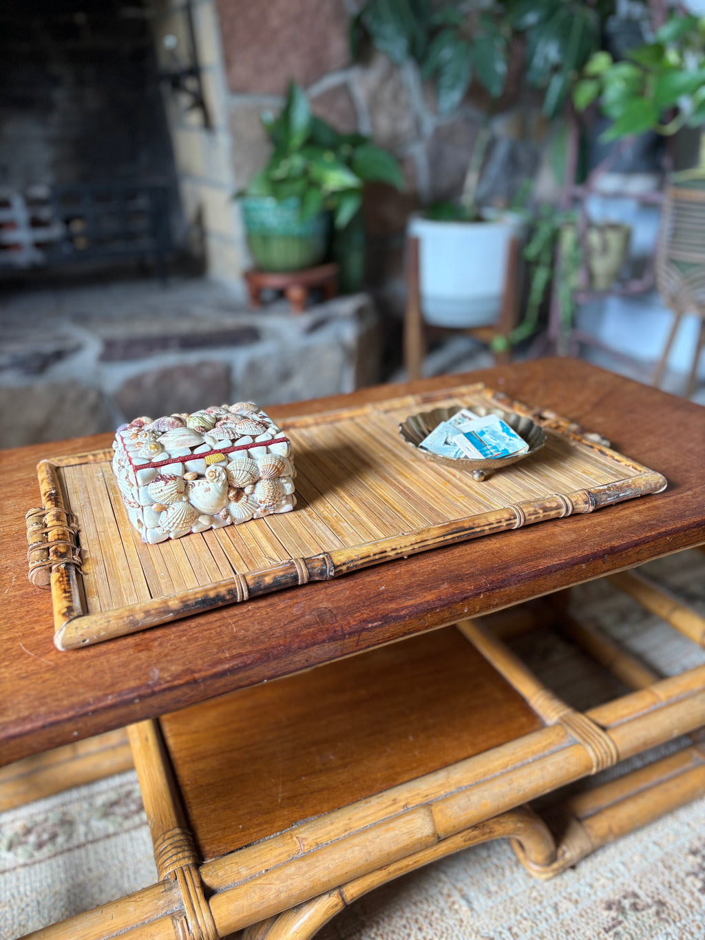Vintage Bamboo Rattan Tray