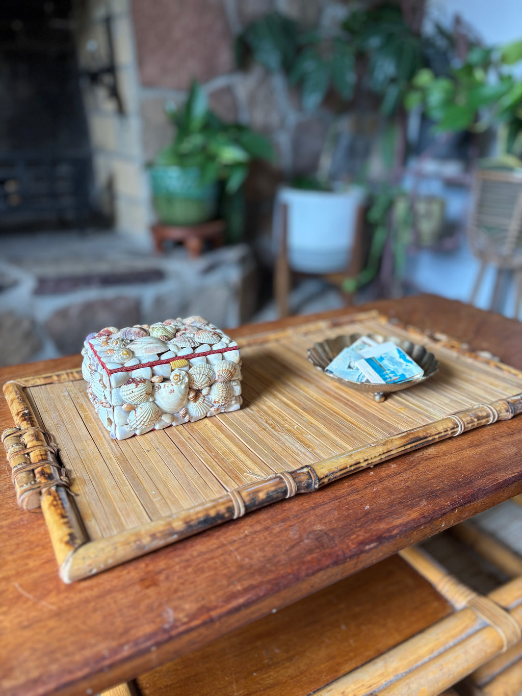 Vintage Bamboo Rattan Tray