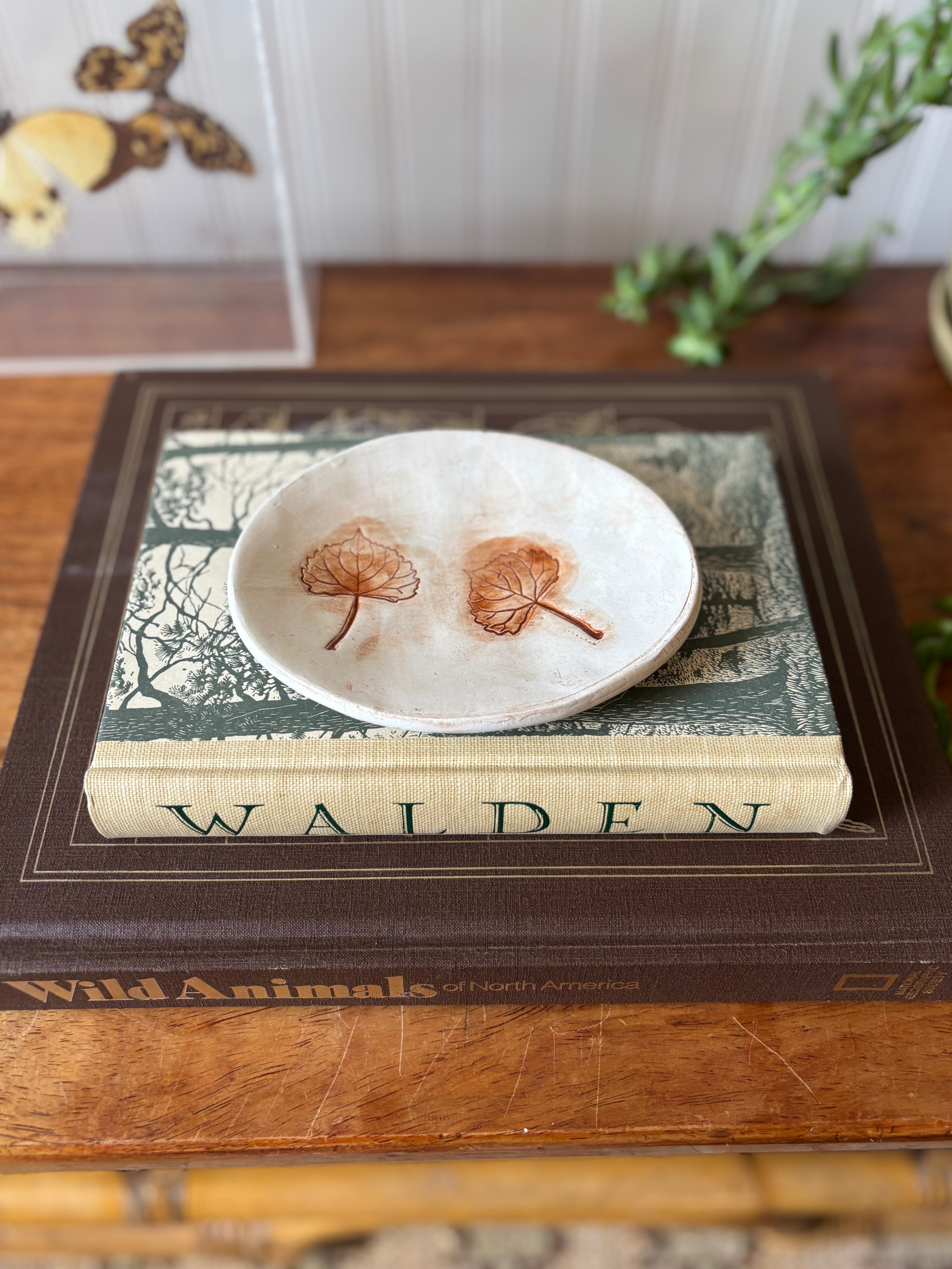 Handmade Ceramic Trinket Dish with Leaves